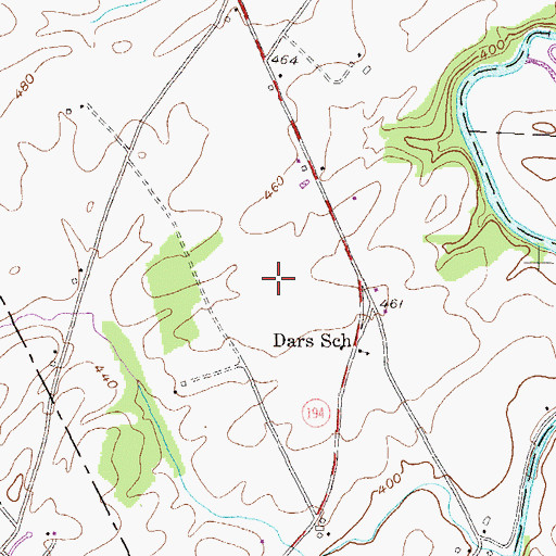 Topographic Map of Circle W Airfield, PA
