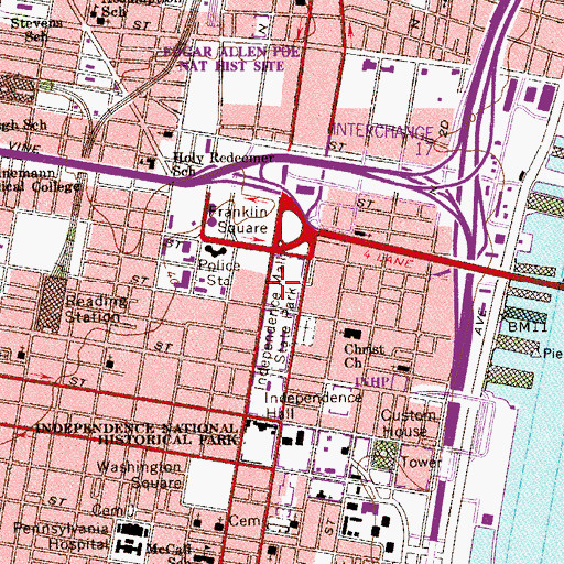 Topographic Map of S and C 8th and Market Helistop, PA