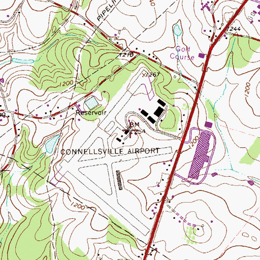 Topographic Map of Joseph A Hardy Connellsville Airport, PA