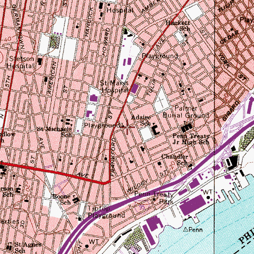 Topographic Map of Eighth and Master Streets Yard Airport (historical), PA
