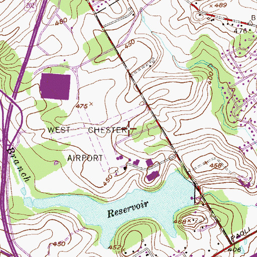 Topographic Map of Brandywine Airport, PA