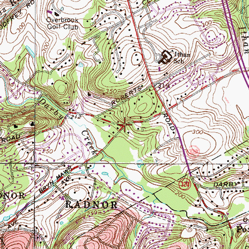 Topographic Map of Radnor Heliport, PA