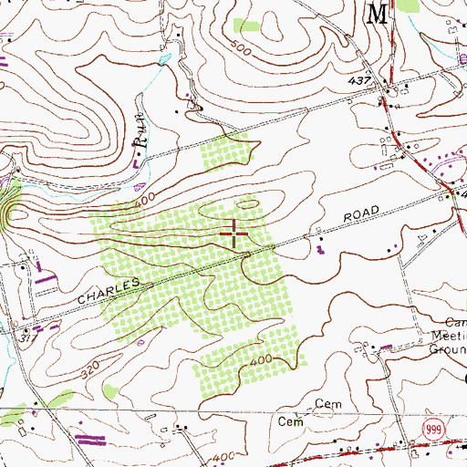 Topographic Map of Central Manor Airport (historical), PA