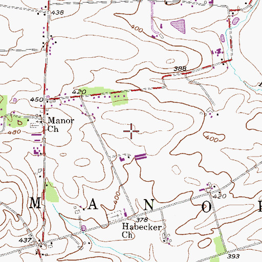 Topographic Map of Manor Knoll Personal Use Airport (historical), PA