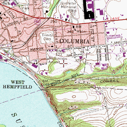 Topographic Map of Mc Ginness Airport (historical), PA