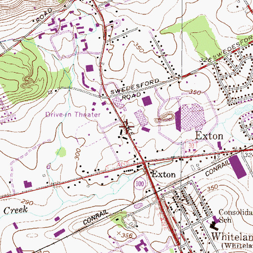 Topographic Map of Exton Airport, PA