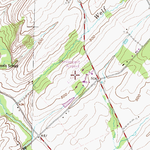 Topographic Map of Shreveport North Airport, PA