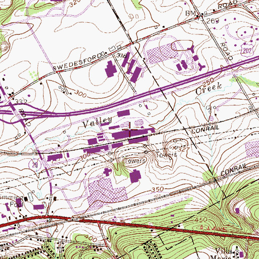 Topographic Map of Main Line Airport (historical), PA