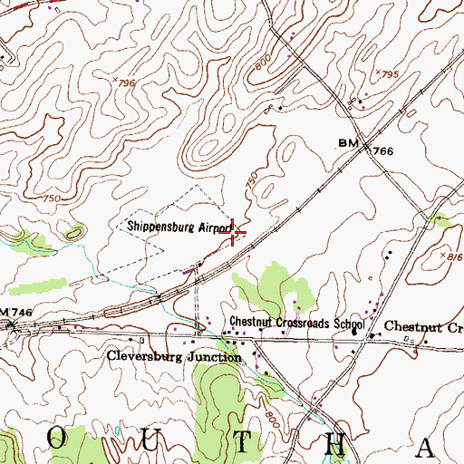 Topographic Map of Shippensburg Airport, PA