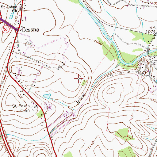 Topographic Map of Bedford County Airport, PA