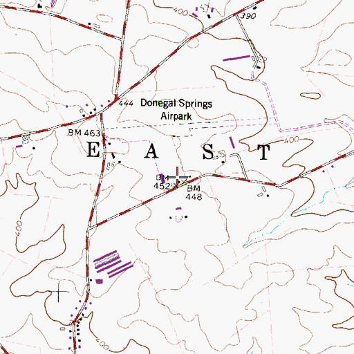 Topographic Map of Donegal Springs Airpark, PA
