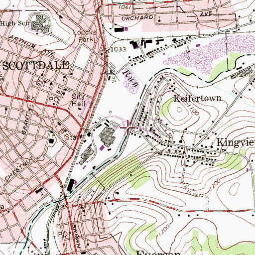 Topographic Map of Penn Line Service Airport (historical), PA