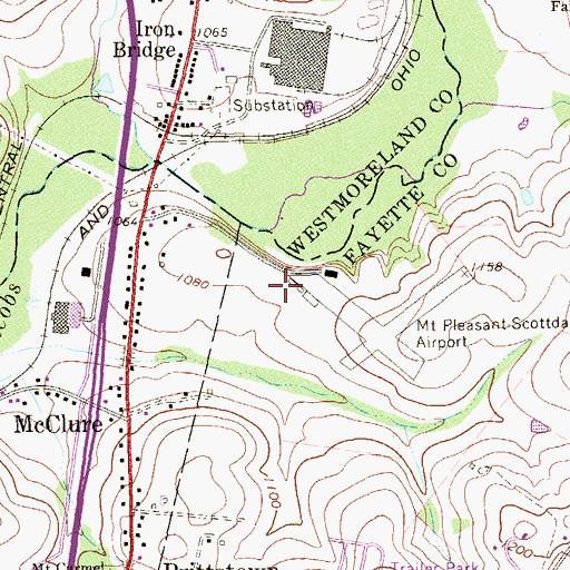 Topographic Map of W P H S Airport, PA