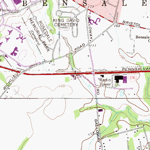 Topographic Map of Giles and Ransome Airport (historical), PA