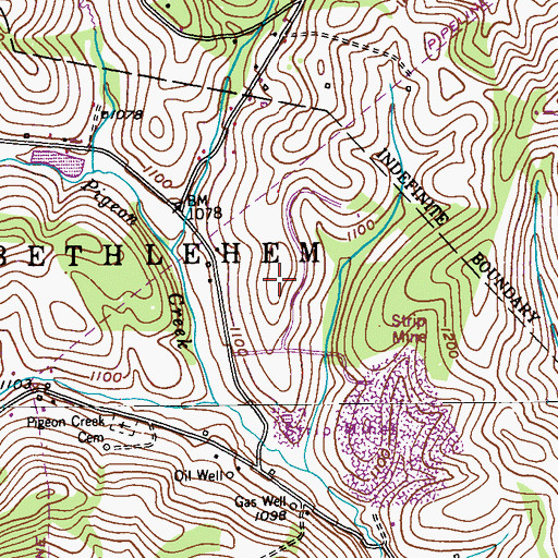 Topographic Map of Bandel Airport, PA