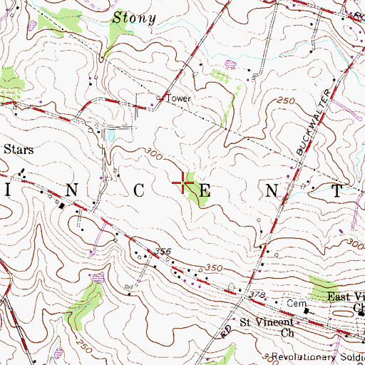 Topographic Map of Gingrich Airport (historical), PA