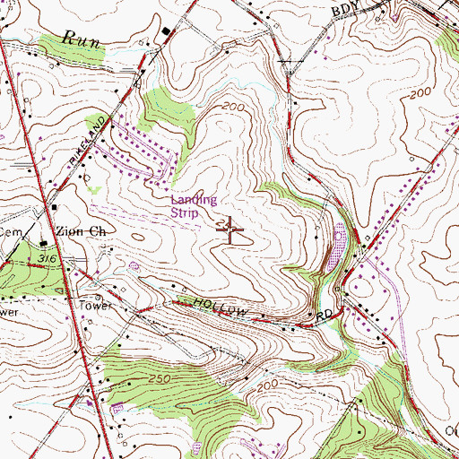 Topographic Map of Kolb Airport, PA