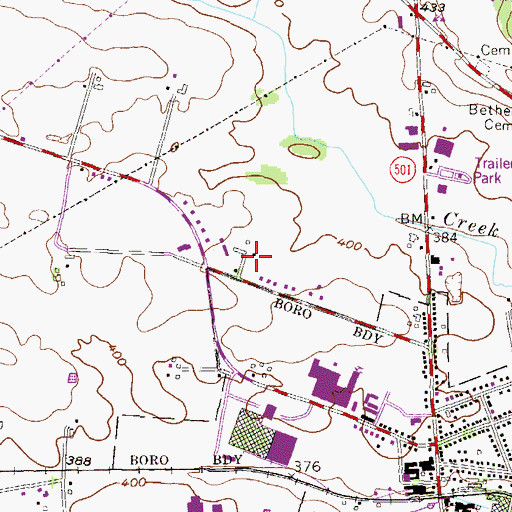 Topographic Map of Shenk Airport (historical), PA