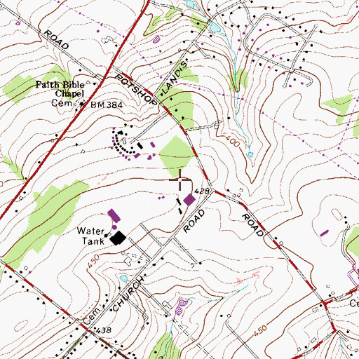 Topographic Map of Russell-Saylor Airport (historical), PA