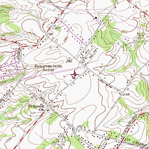 Topographic Map of Perkiomen Valley Airport, PA