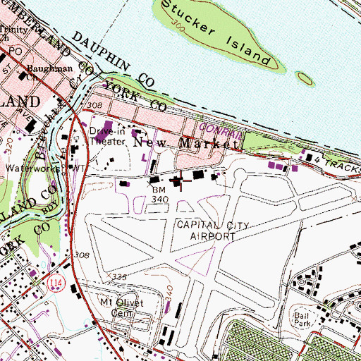 Topographic Map of Capital City Airport, PA