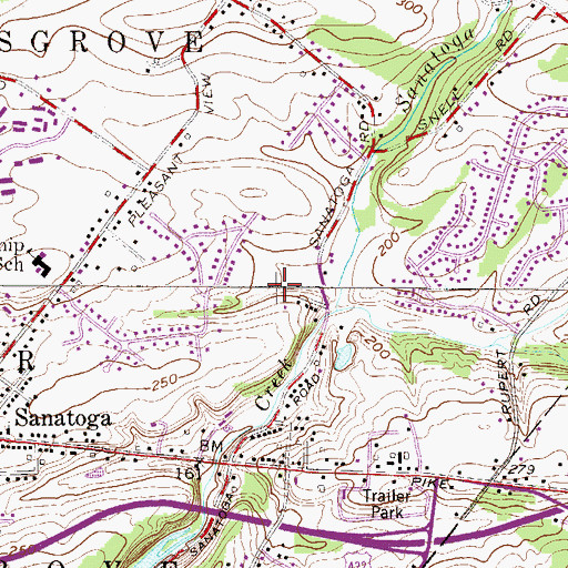 Topographic Map of Kurtz Airport (historical), PA