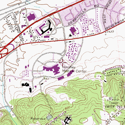 Topographic Map of M S Hershey Medical Center Helistop, PA