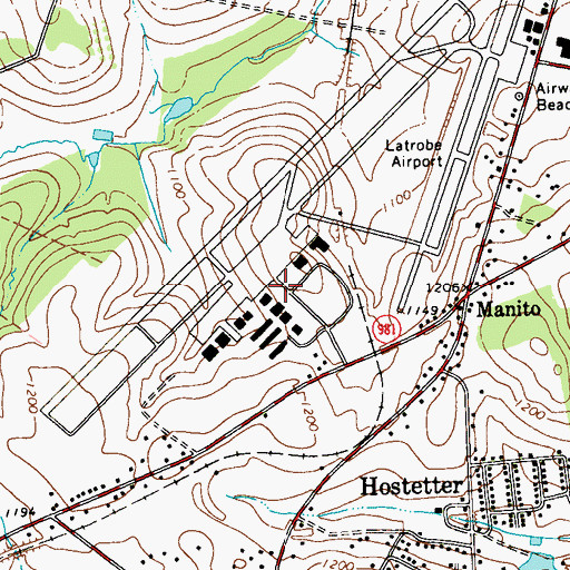 Topographic Map of Arnold Palmer Regional Airport, PA