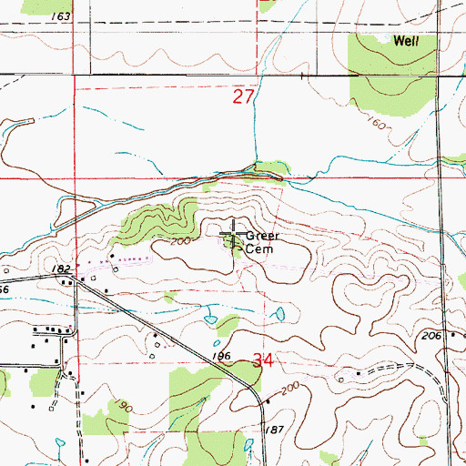 Topographic Map of Greer Cemetery, AL