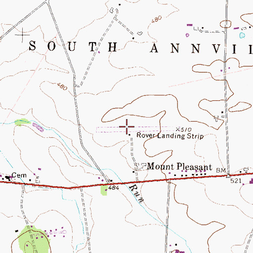 Topographic Map of Rover Airport, PA