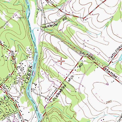 Topographic Map of Godshalls Airport (historical), PA