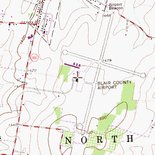 Topographic Map of Altoona-Blair County Airport, PA
