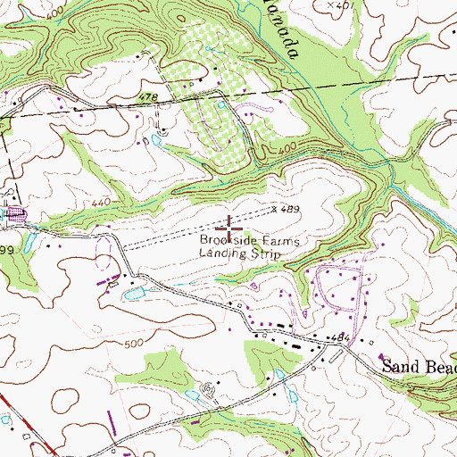 Topographic Map of Brookside Farms Airport, PA