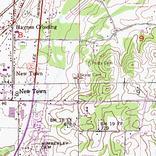 Topographic Map of Greer Cemetery, AL