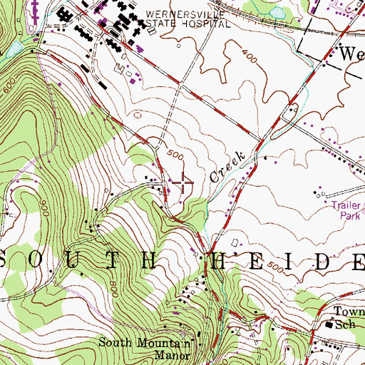 Topographic Map of Boyer Airport, PA