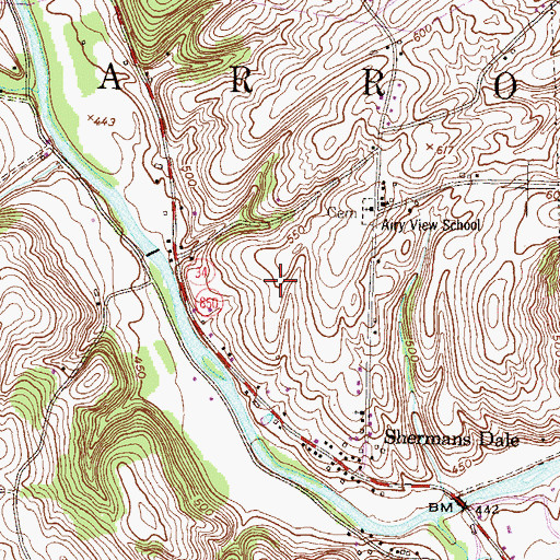 Topographic Map of Yost Airport (historical), PA