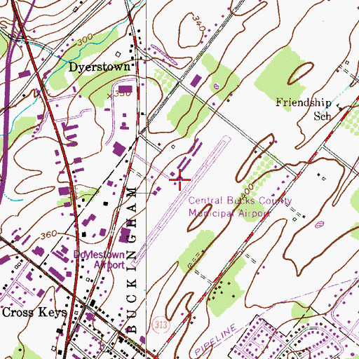Topographic Map of Doylestown Airport, PA