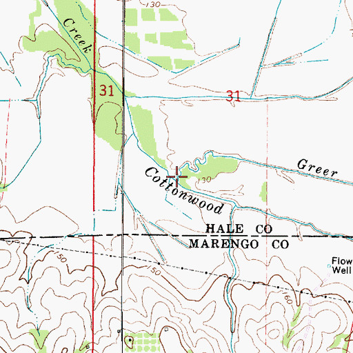 Topographic Map of Greer Creek, AL