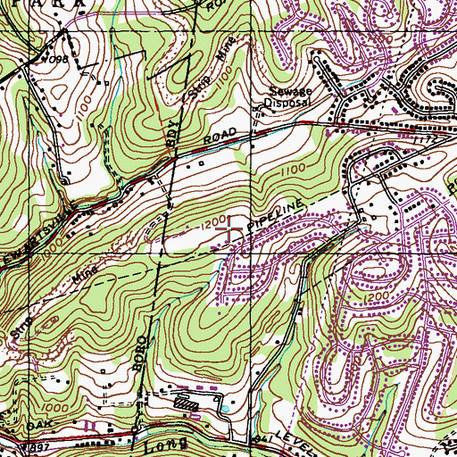 Topographic Map of Inter County Airport, PA