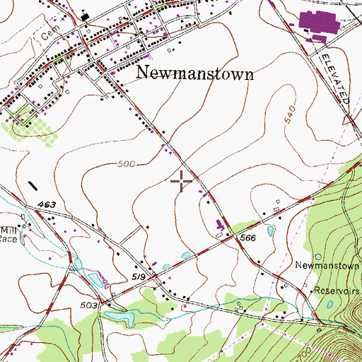 Topographic Map of Hurst Airport, PA
