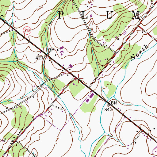 Topographic Map of Auriga Airport (historical), PA