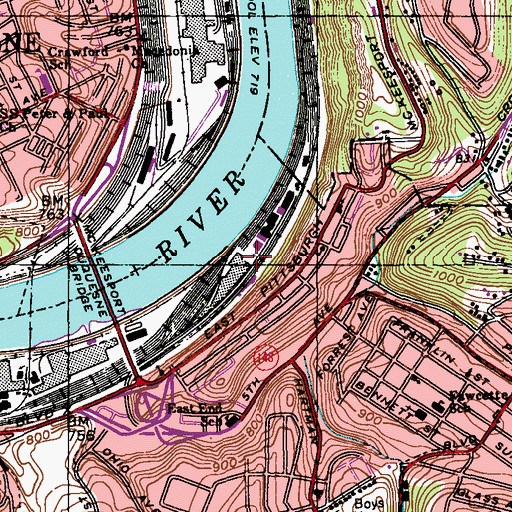 Topographic Map of Weiss Airport (historical), PA