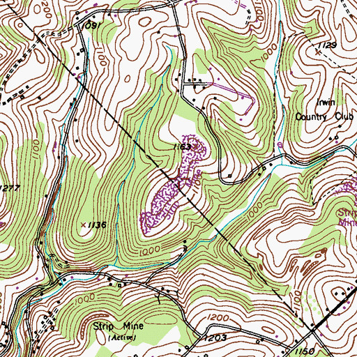 Topographic Map of Sky Ranch Airport (historical), PA