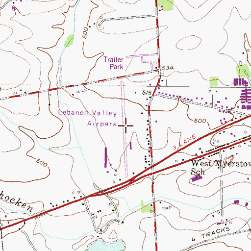 Topographic Map of Lebanon Valley Airpark (historical), PA