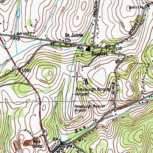 Topographic Map of Greensburg Jeannette Regional Airport, PA