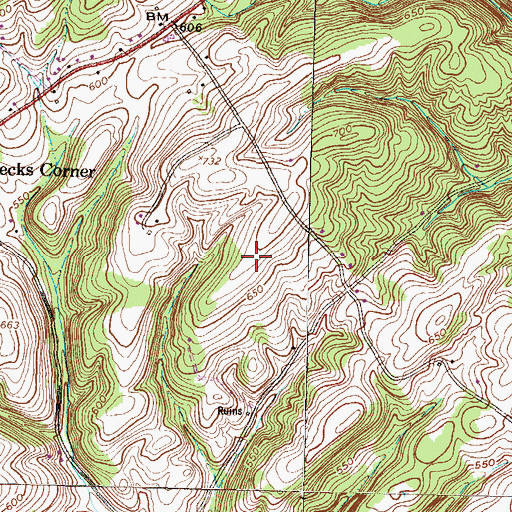 Topographic Map of Weldons Airport (historical), PA