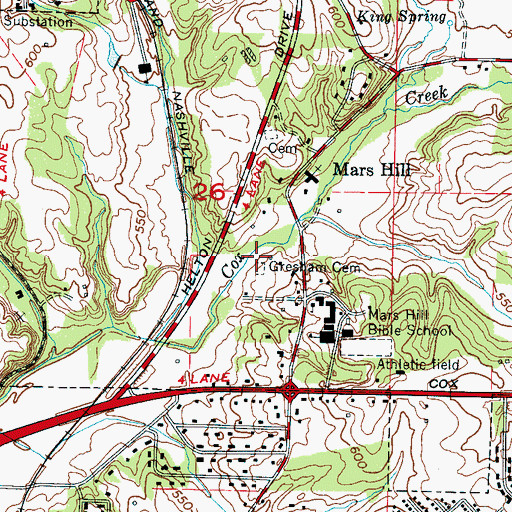 Topographic Map of Gresham Cemetery, AL
