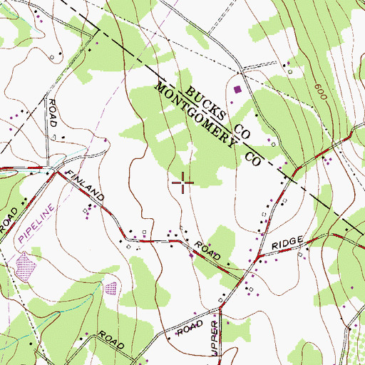 Topographic Map of Old Plains Airport, PA