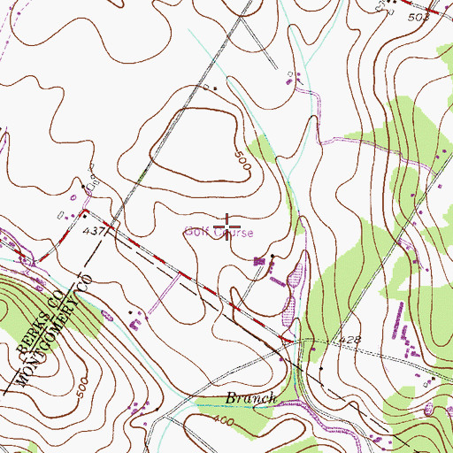 Topographic Map of Butter Valley Golf Port Airport, PA