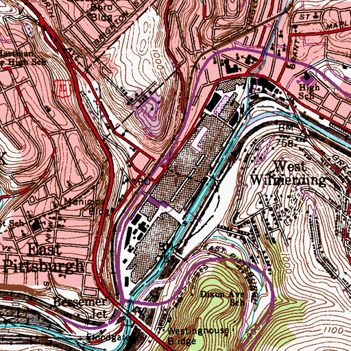 Topographic Map of Westinghouse E Pittsburgh Airport (historical), PA